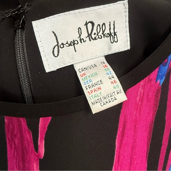 Joseph Ribkoff Black Dress with Pink and Blue Accents - Picture 6 of 10